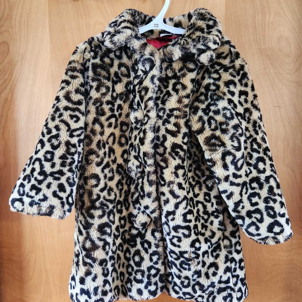 Girls Faux Fur Animal print coat SMALL